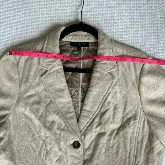 Talbots Blazer 16 Neutral Wool Quilted Academia Career Western Girl Classic - Picture 9 of 12